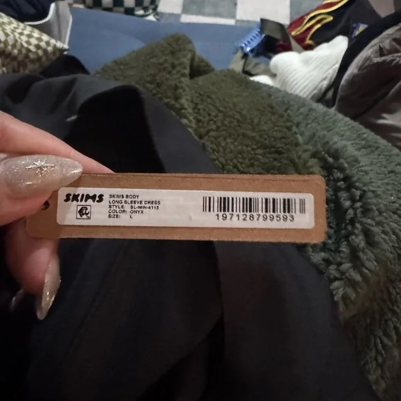 NWT SKIMS Body Long Sleeve Mini Dress Size Large Built-in Shapewear - Picture 7 of 7